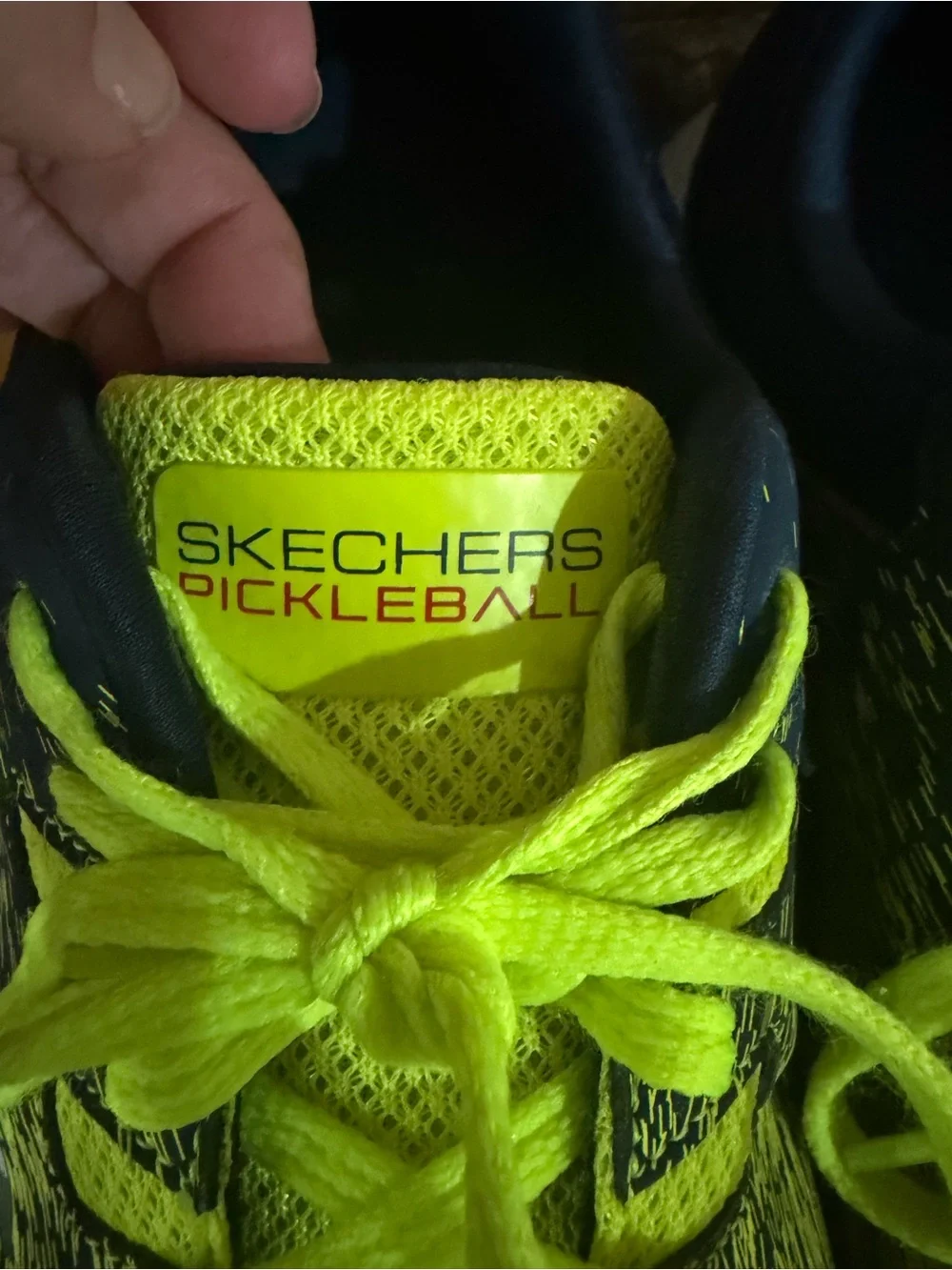 Skechers fluorescent yellow and navy pickleball shoe size 10.5